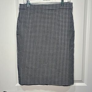 JCrew Black/White Checkered Number 2 Pencil Skirt, 8 TALL